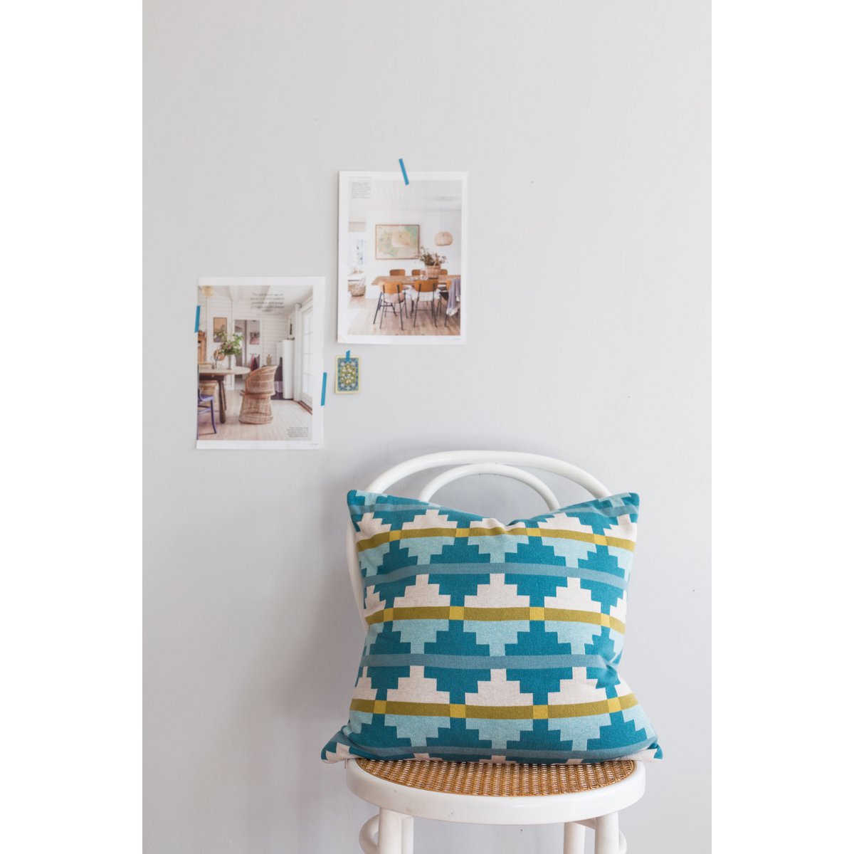 Alf Pillow-Cover Blue, algodón de punto de punto de Jacquard suave