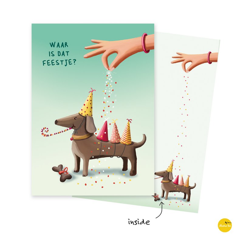 wenskaart party dog