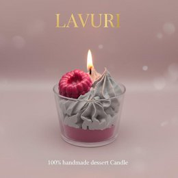 LAVURI N° 05 Baie Sauvage Gourmet Dessert Candle CUP, fruity framboise scent, Ash & Ruby colored, handmade bio vegan soy wax - Duftkerze