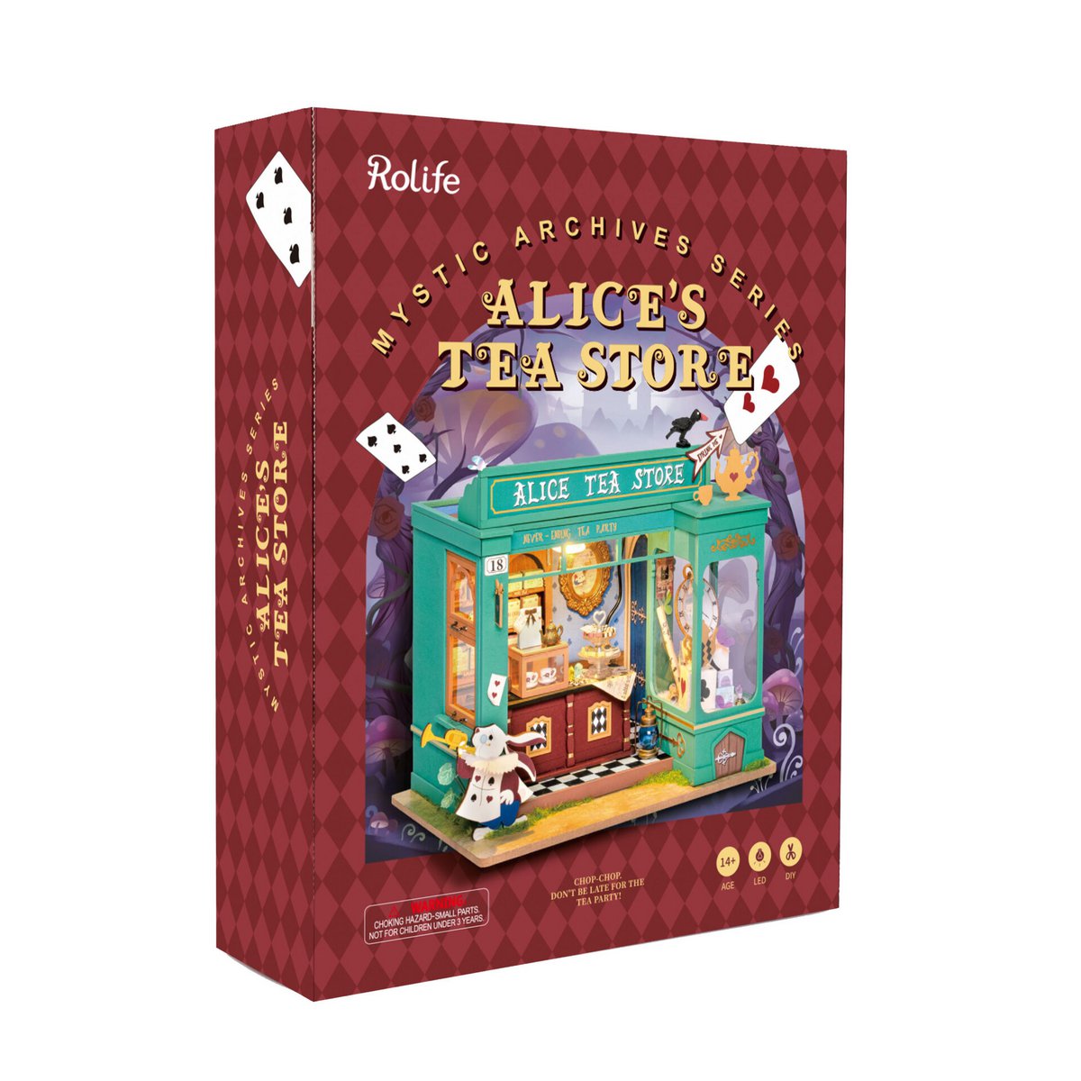RoboTime, DIY Huisje, Alice's Tea Store avec éclairage LED, DG156, 20X14X22CM