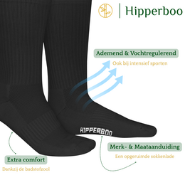 Hipperboo® 3 of 6 Paar Bamboe Sportsokken | Tennissokken | Hardloopsokken | Naadloos | Zwart of Wit | Meerdere maten