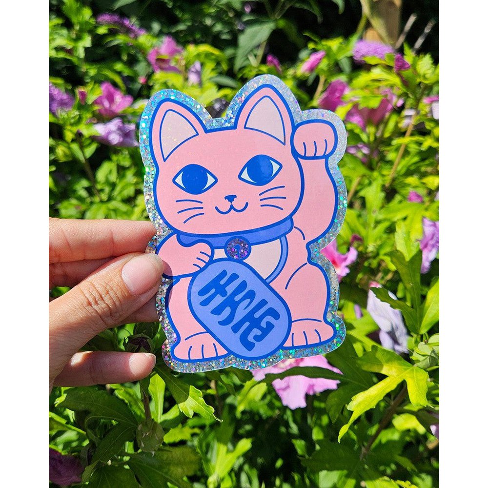 Glitter sticker Lucky cat Maneki Neko