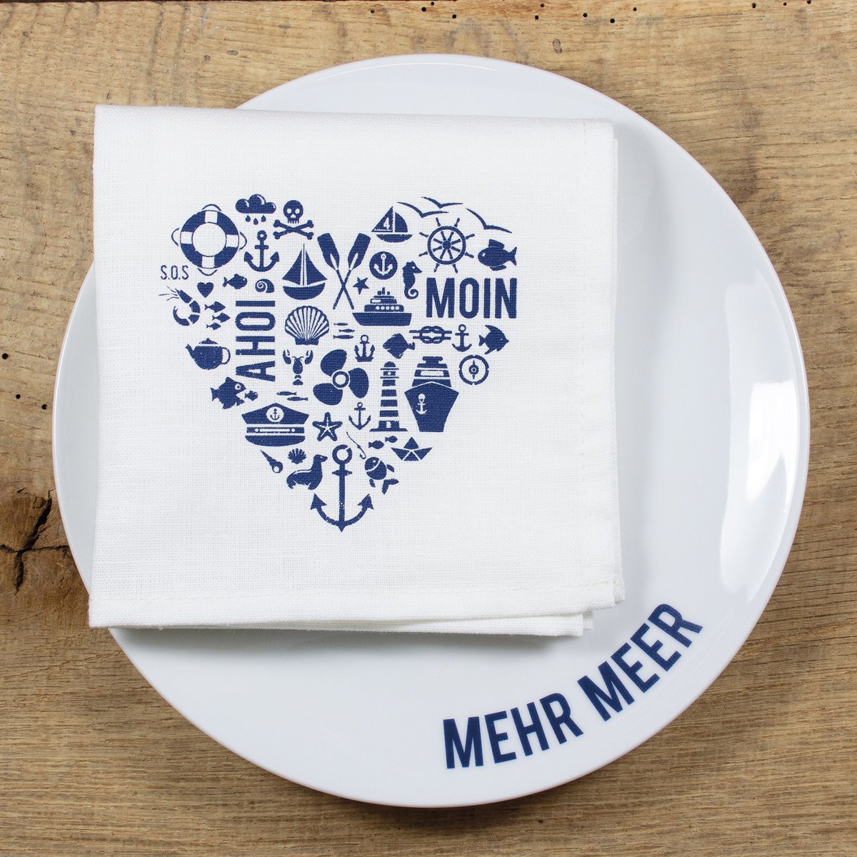 tovagliolo mezzo lino marittimo cuore "Nordic by Heart"