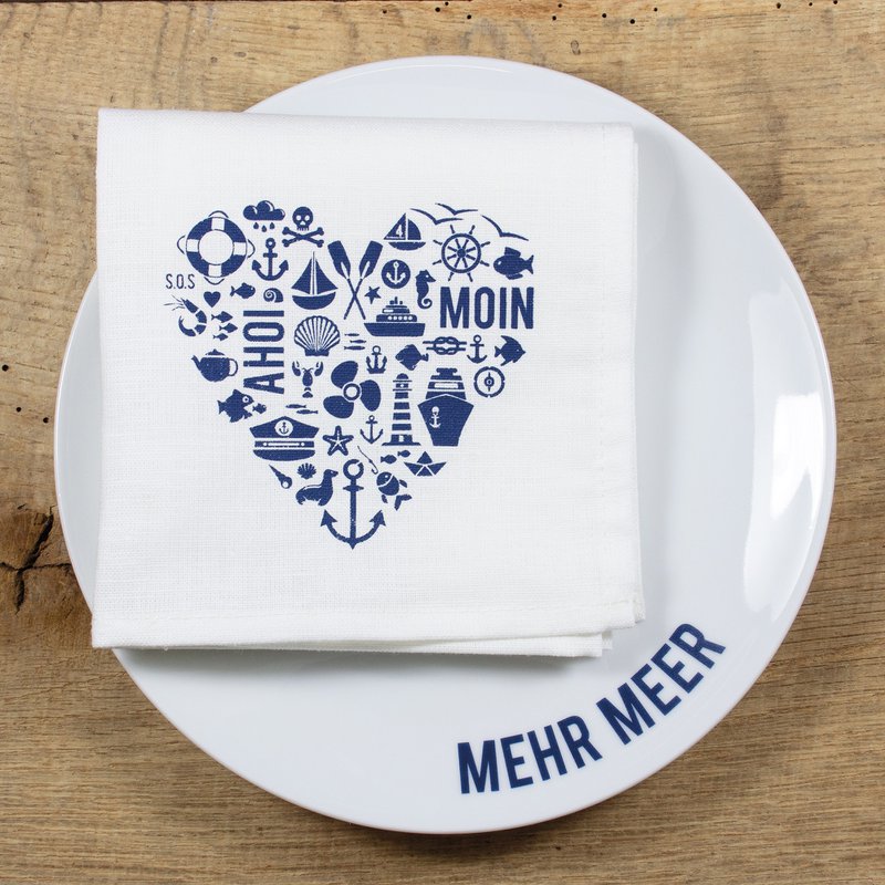 maritime half-linen napkin heart "Nordic by Heart"