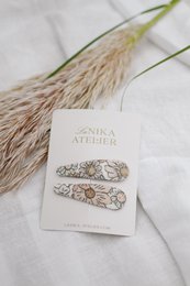 Boho grå blomstrede hårspænder, efterårsstil