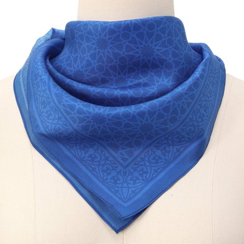 Blue Square Silk Scarf Dalila v1