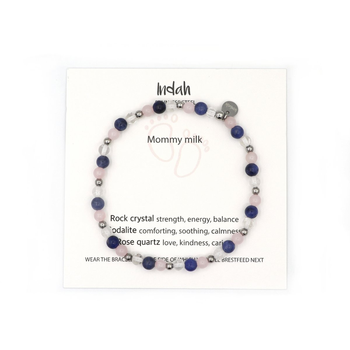 Natuursteen armband mommy milk, zilver en goud