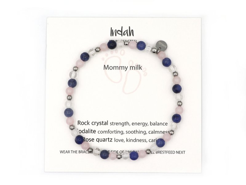 Natuursteen armband mommy milk, zilver en goud