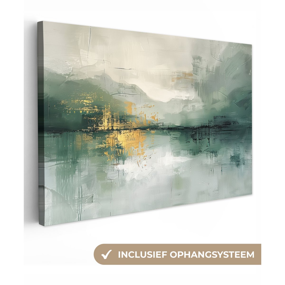 Leinwand Malerei - Wanddekoration - Grün - modern - Zusammenfassung - Gold