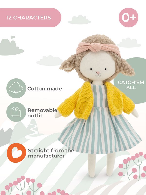 Cotton Plush Toy, Cotti Motti, Zoe the Sheep (30 cm)