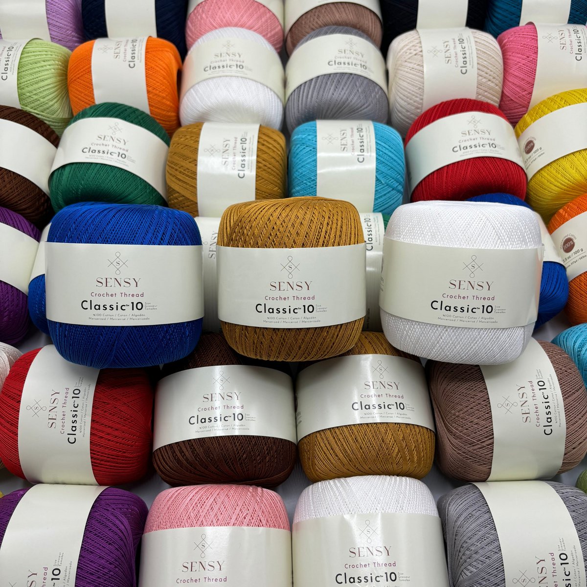 Filo per uncinetto Sensy misura classica 10, 100% cotone Giza mercerizzato, 617 iarde, finezza 0 pizzo