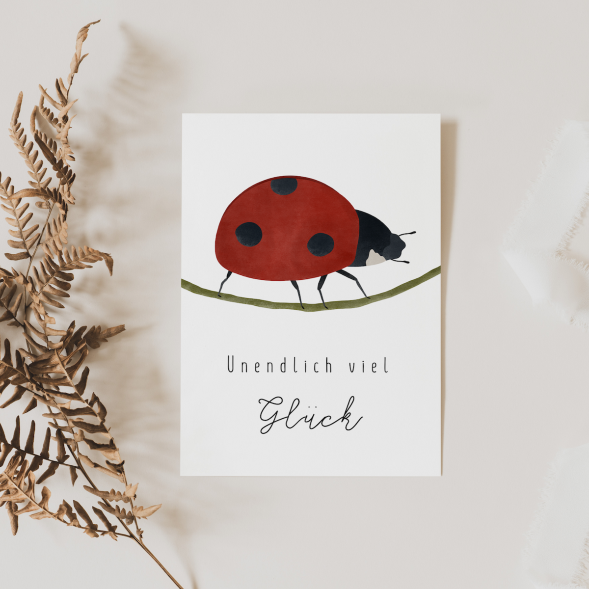 Ansichtkaart Lieveheersbeestje - Lucky Beetle Good Luck