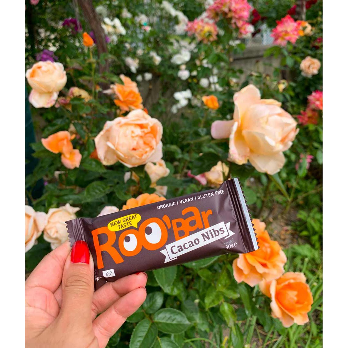 Cacao Nibs Bar, organic, Roobar, 30g