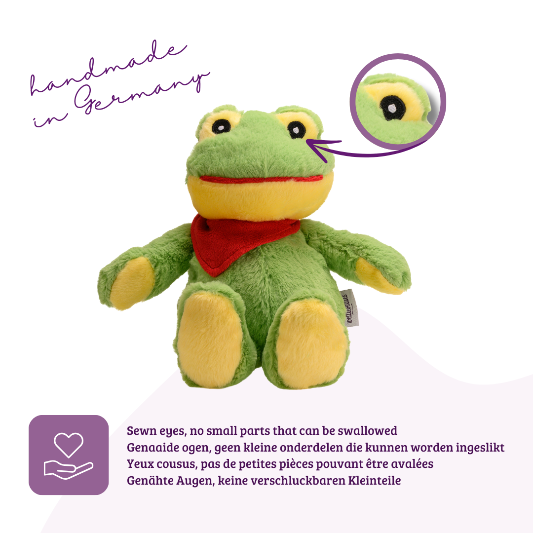 Wärmekissen die natürliche Wärmflasche als Wärmekuscheltier  Frosch groß mit Bio-Hirse Füllung und Gesundheitskräutern