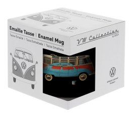 Volkswagen VW T1 Bus Emaljekrus 500ml i gaveæske - Samba & Beetle/Sort