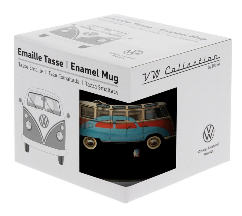 Volkswagen VW T1 Bus Emaljekrus 500ml i gaveæske - Samba & Beetle/Sort