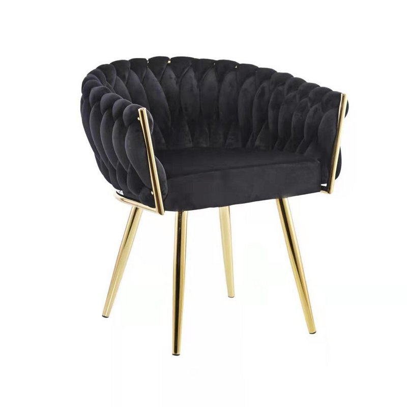 Eva Chair Velvet Black Gold Stel