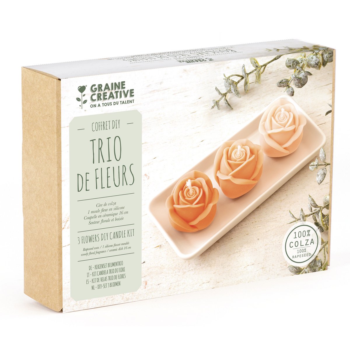 CANDLE KIT WITH THREE FLOWERS