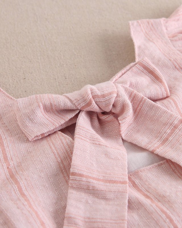 Pige kjole orange stribet med ruffles og bue M60-21502421
