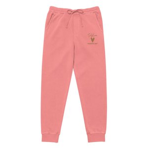 Self Love Unisex pigmentgefärbte Jogginghose mit Altgold-Stickerei – Unisex-Jogginghose