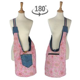 Sunsa sustainable jeans bag. 2-sided portable shoulder bag. Hobo bag. Boho Crossbody Bag