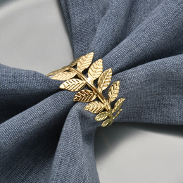 Napkin round - Small leaves - Silver or golden