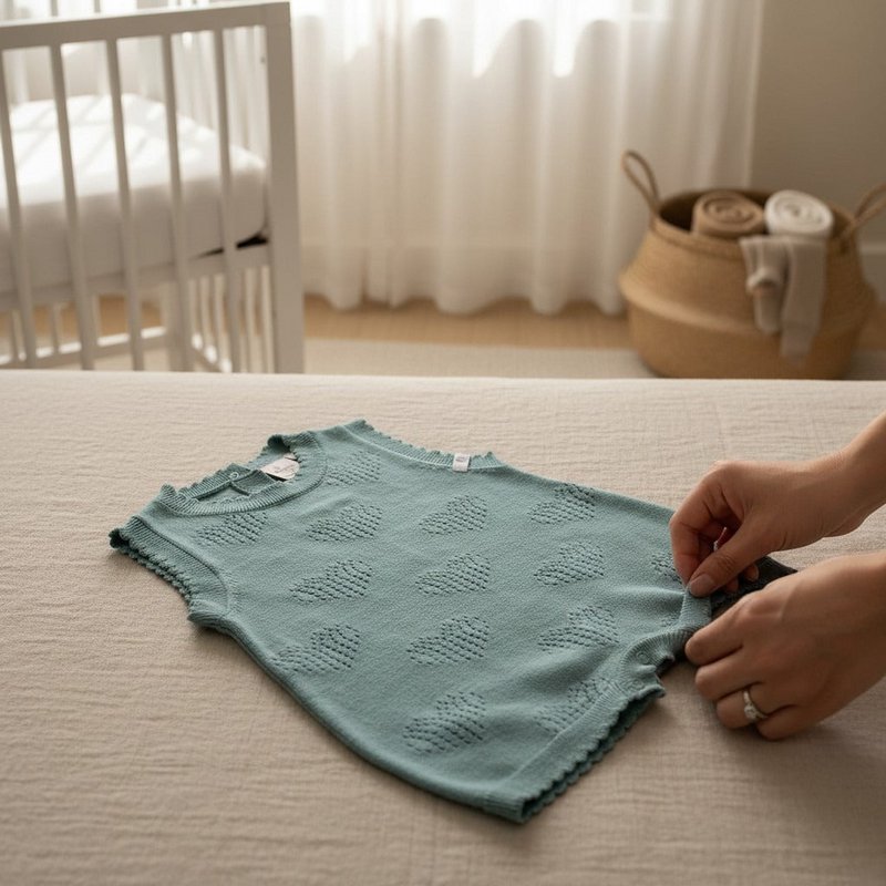 Nuvinokids® Pelele Bebé Bio Corazones Salvia