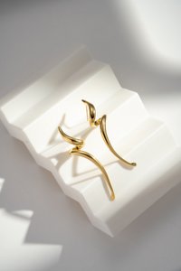 Fluid sculptural stainless stainless steel earring