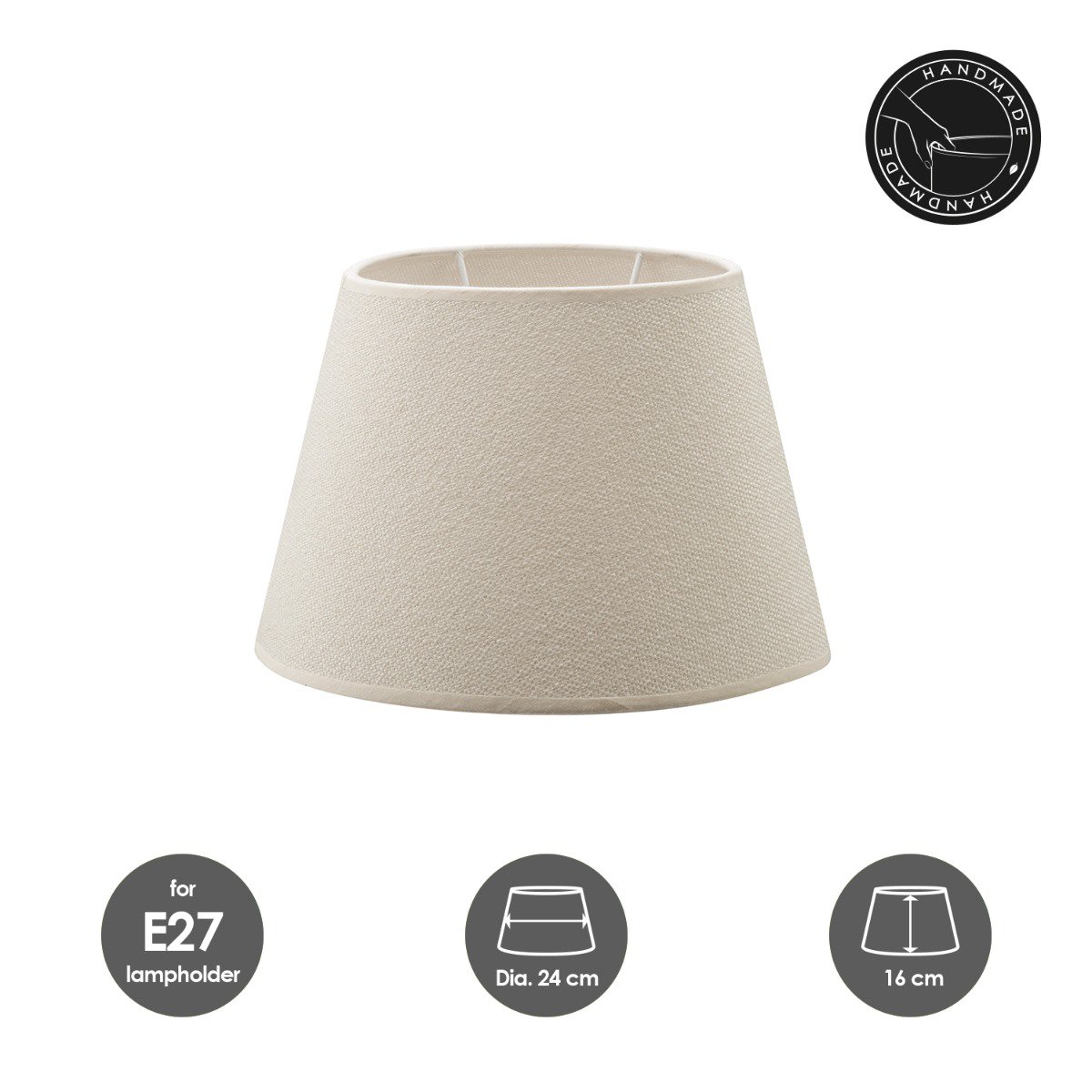 Home Sweet Home Fabric Lampshade Beige - 24 x 16 x 16 cm