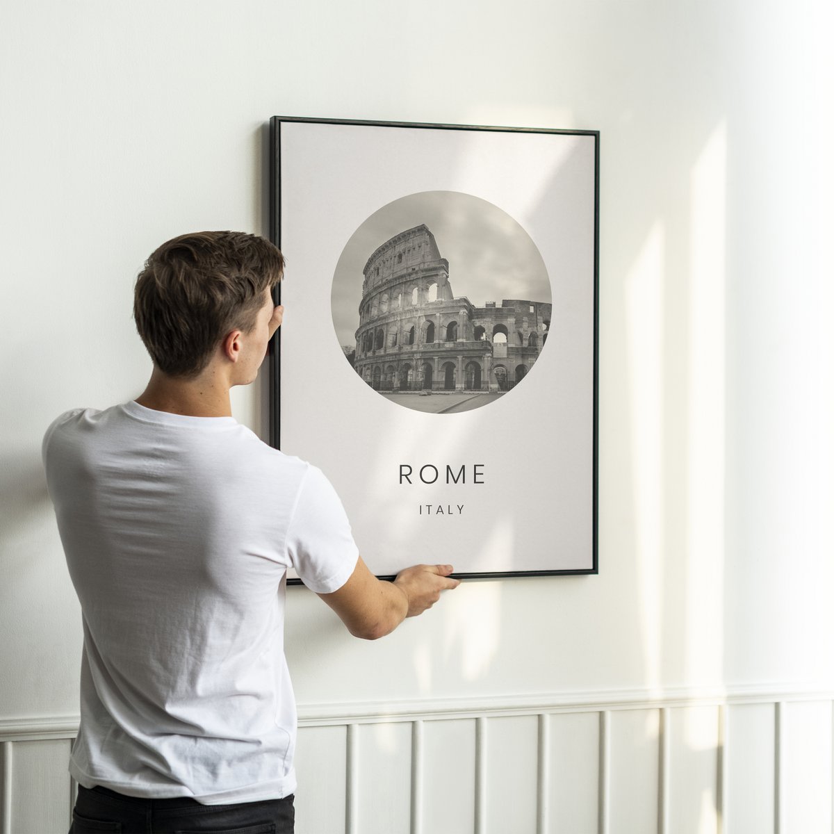 Roma, Italia - Decorazione minimalista di arte della parete del turismo di viaggio