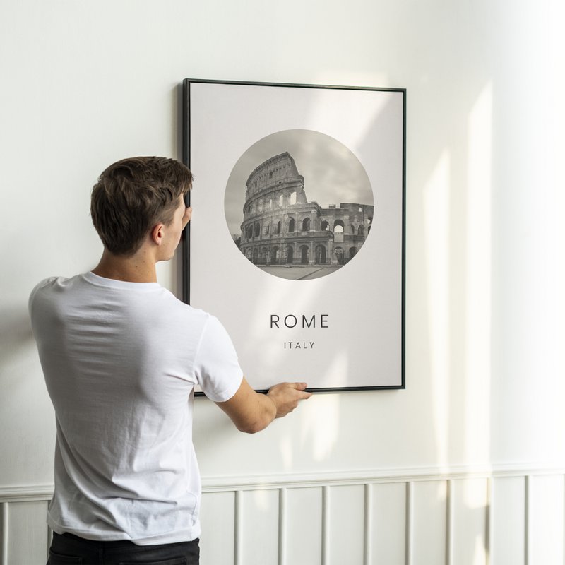Rom, Italien - Minimalistisches Reise-Tourismus-Wand-Kunst-Dekor