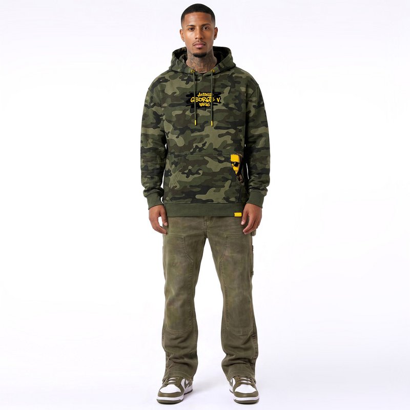 Kapuzenpullover mit Bart-Print Khaki