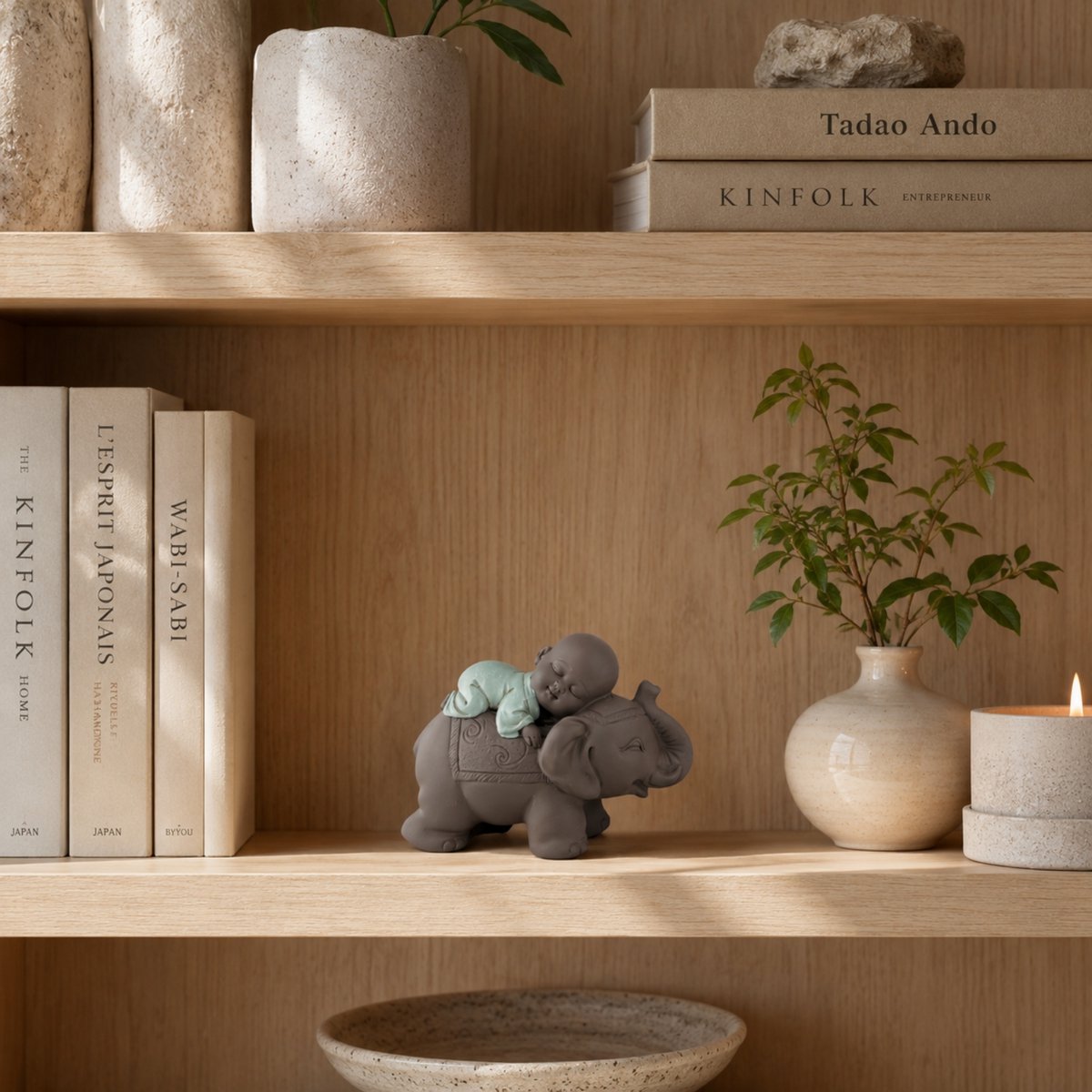 Figurka Buddy – Słoń Bonze – Dekoracja Zen i Feng Shui – Duchowa i zrelaksowana atmosfera – Dekoracyjny pomysł na prezent