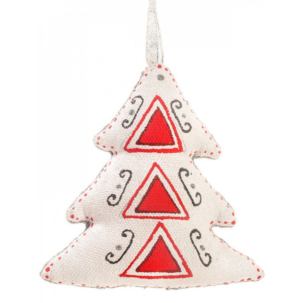 A silver and red christmas tree
