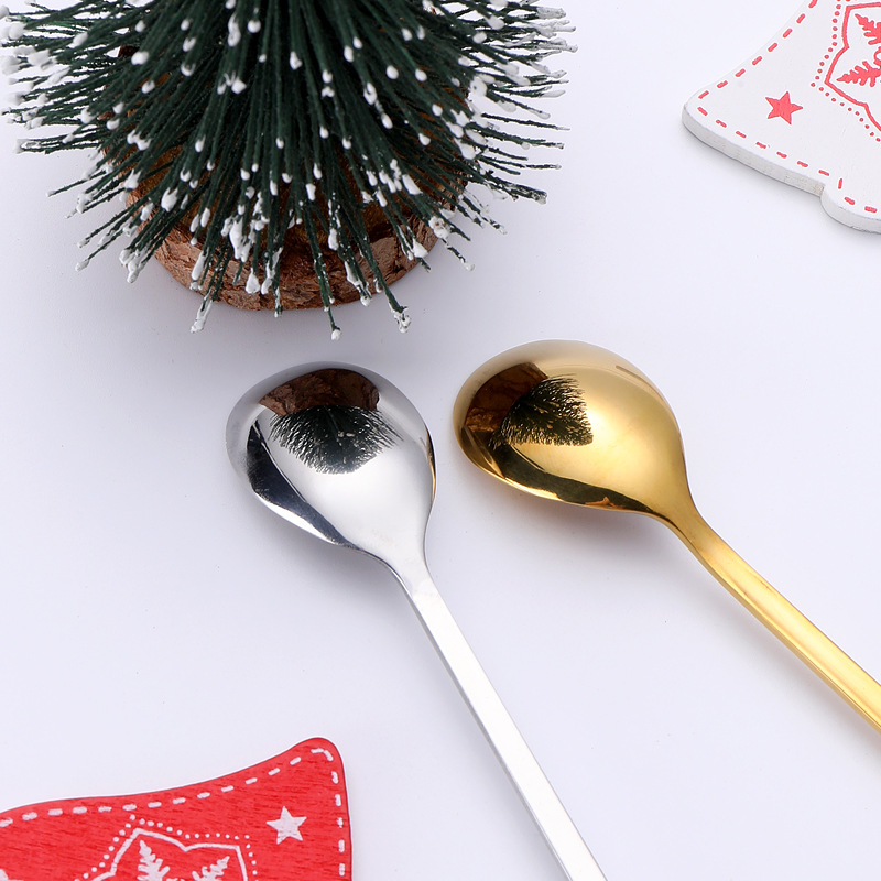 Set of 6 Christmas spoons with decoration - silver or gold