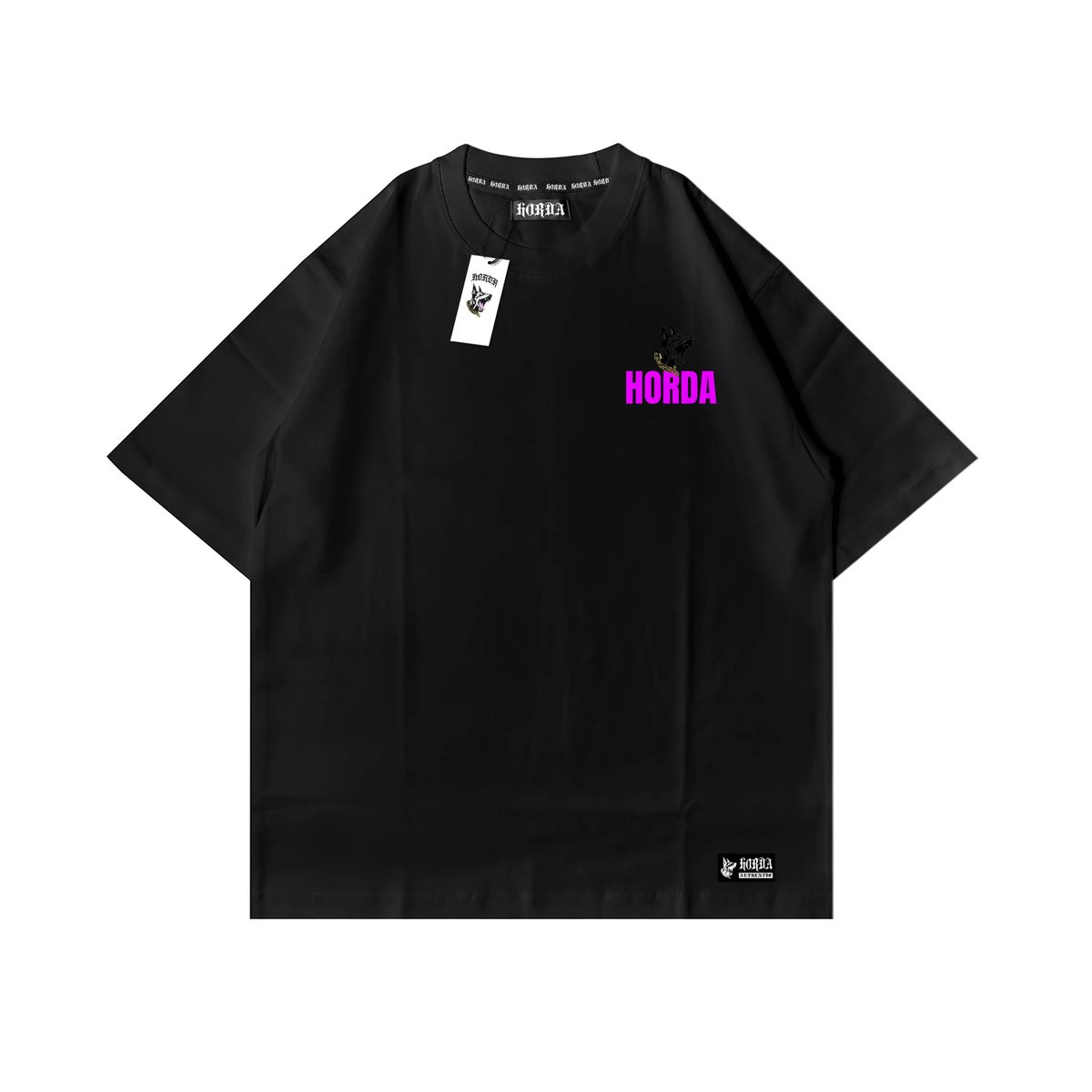 T-shirt Nera 100% Cotone Boxy Fit Horda X3