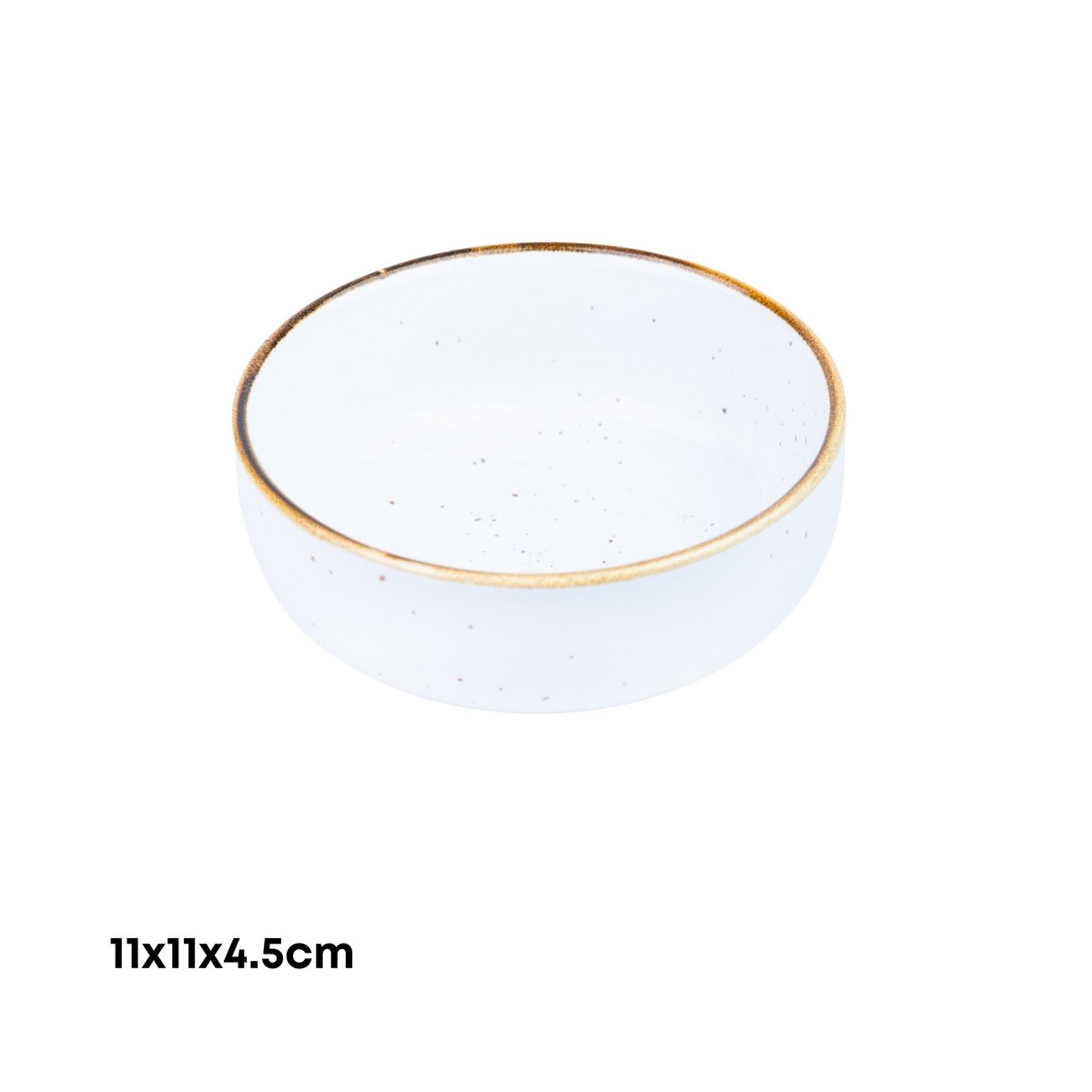 Kleine ronde witte keramische kom met gouden rand 11x11x4,5cm