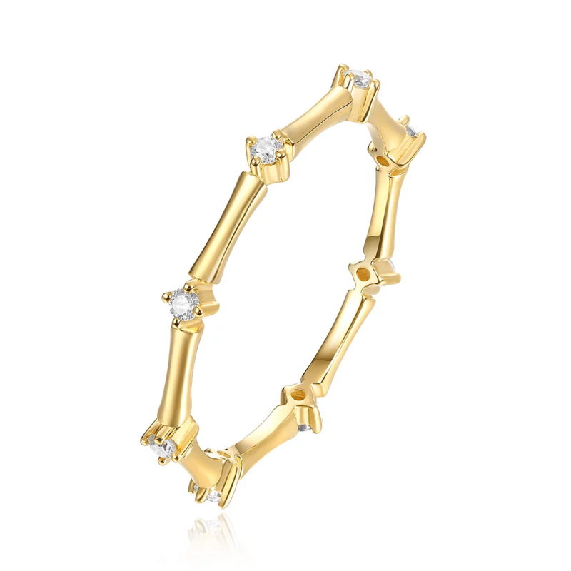 anillo de bambú de oro de 18 kilates