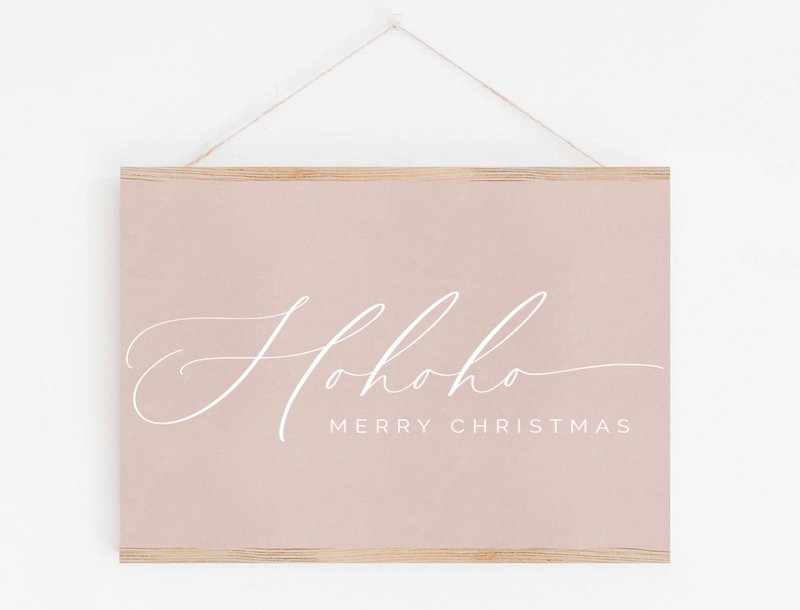 Hohoho Merry Christmas, roze kerst poster, roze kerst decoratie, kerst poster, Christmas print, pink Christmas