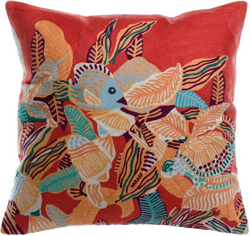 Dori papaya embroidered cushion 45 x 45