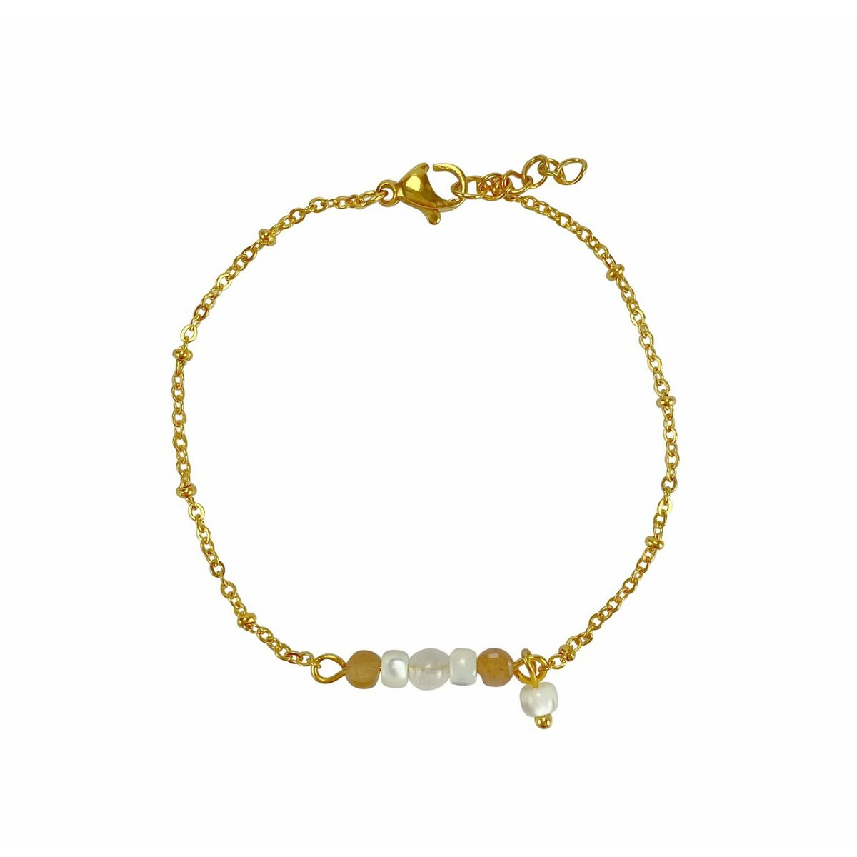 Armbånd Sunstone, Jade & Shell - Guld