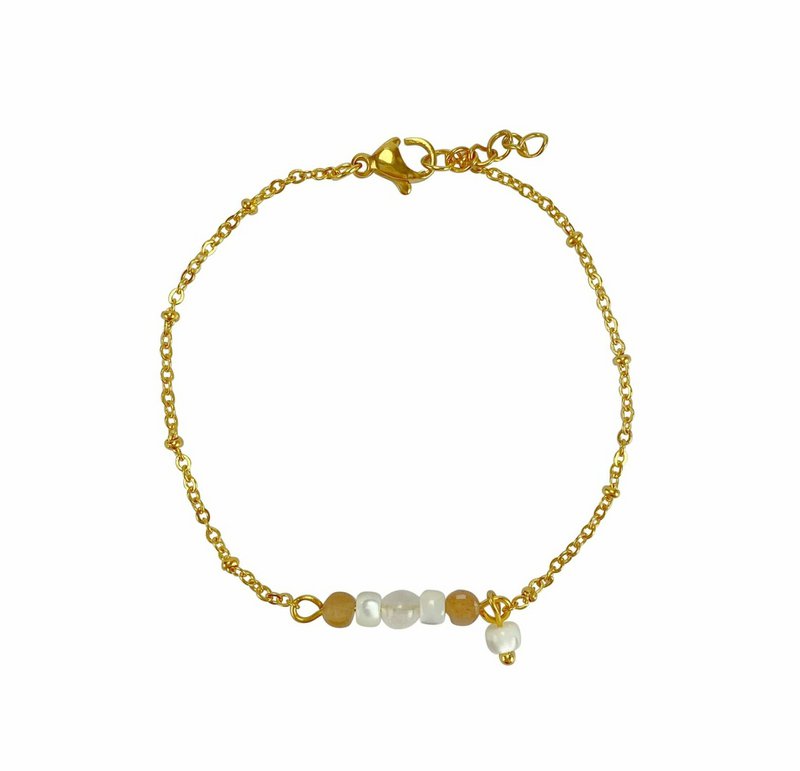 Armbånd Sunstone, Jade & Shell - Guld