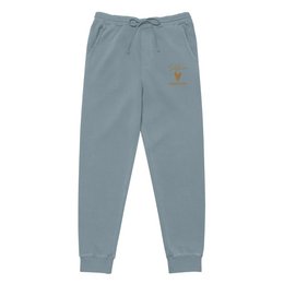 Self Love Unisex barwione pigmentowo spodnie dresowe z haftem w kolorze starego złota - spodnie dresowe unisex