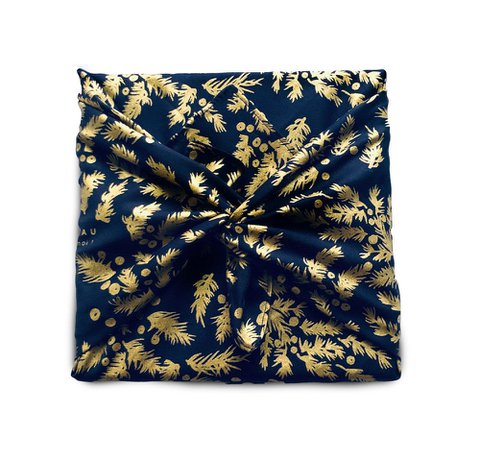 Bouts de Houx (bleu nuit) 35x35cm Mat 100% Coton