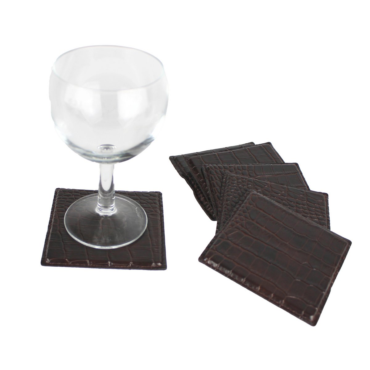Glass coaster 6-er set croco dark brown
