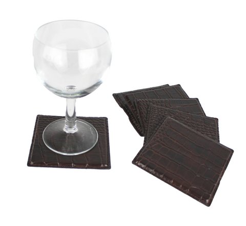 Glasuntersetzer 6-er Set Kroko dunkelbraun