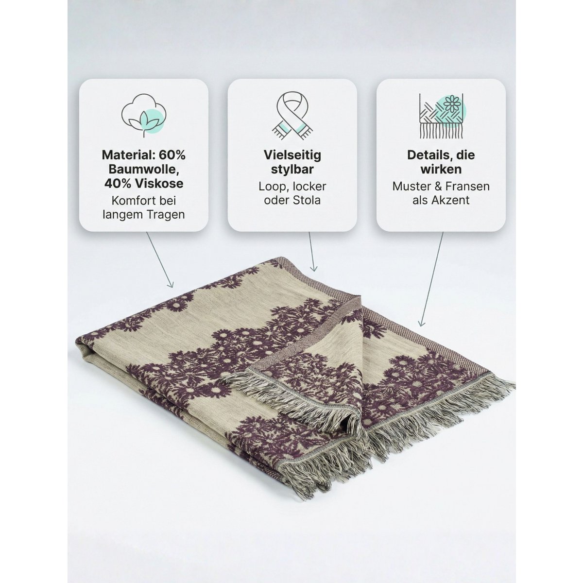 Sunsa dames sjaals, winter sjaalhals gemaakt van katoen en viscose, damesjaals voor herfst/winter, multifunctionele doek als een sjaal/sjaal of stal/schouderdoek