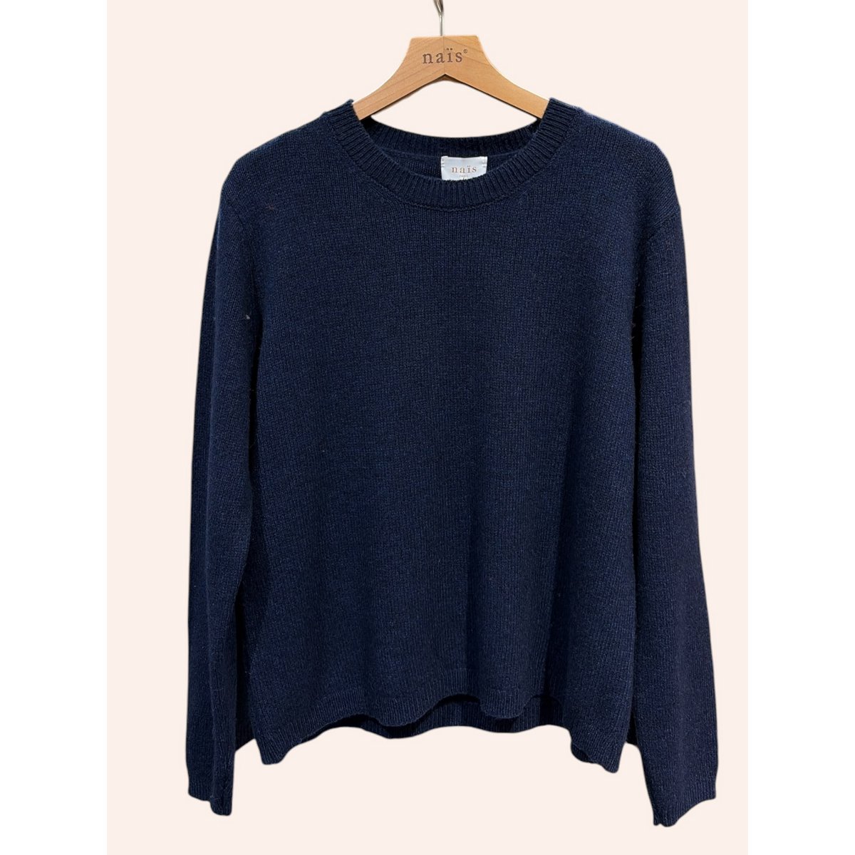 Pull col rond manches longues en 50% cachemire et laine