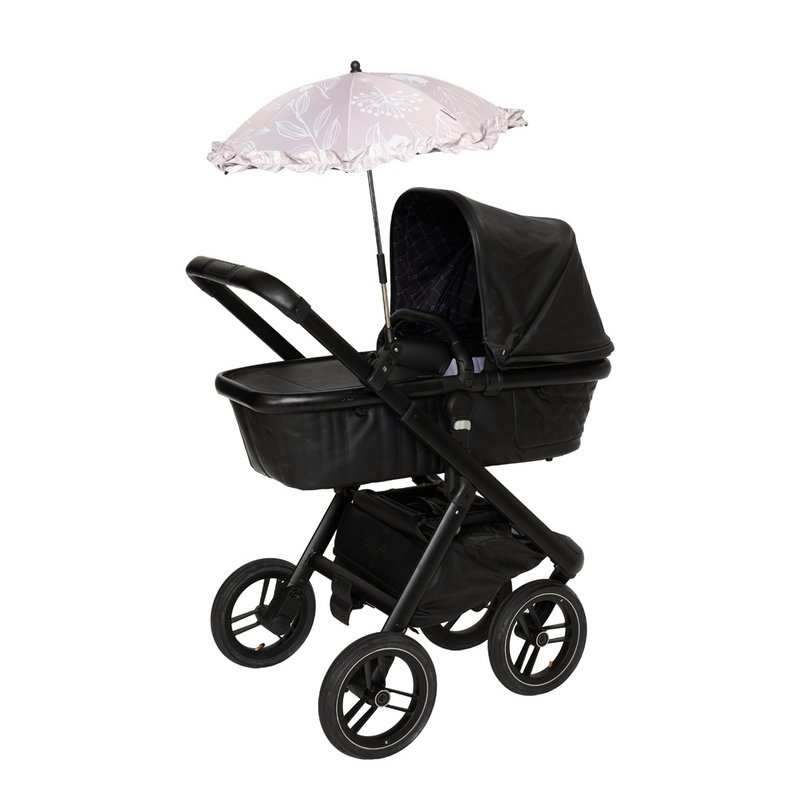 Bellasol - Pink med blade - Parasol barnevogn/buggy universal - Speciel UV-bestandig belægning - 1 års garanti