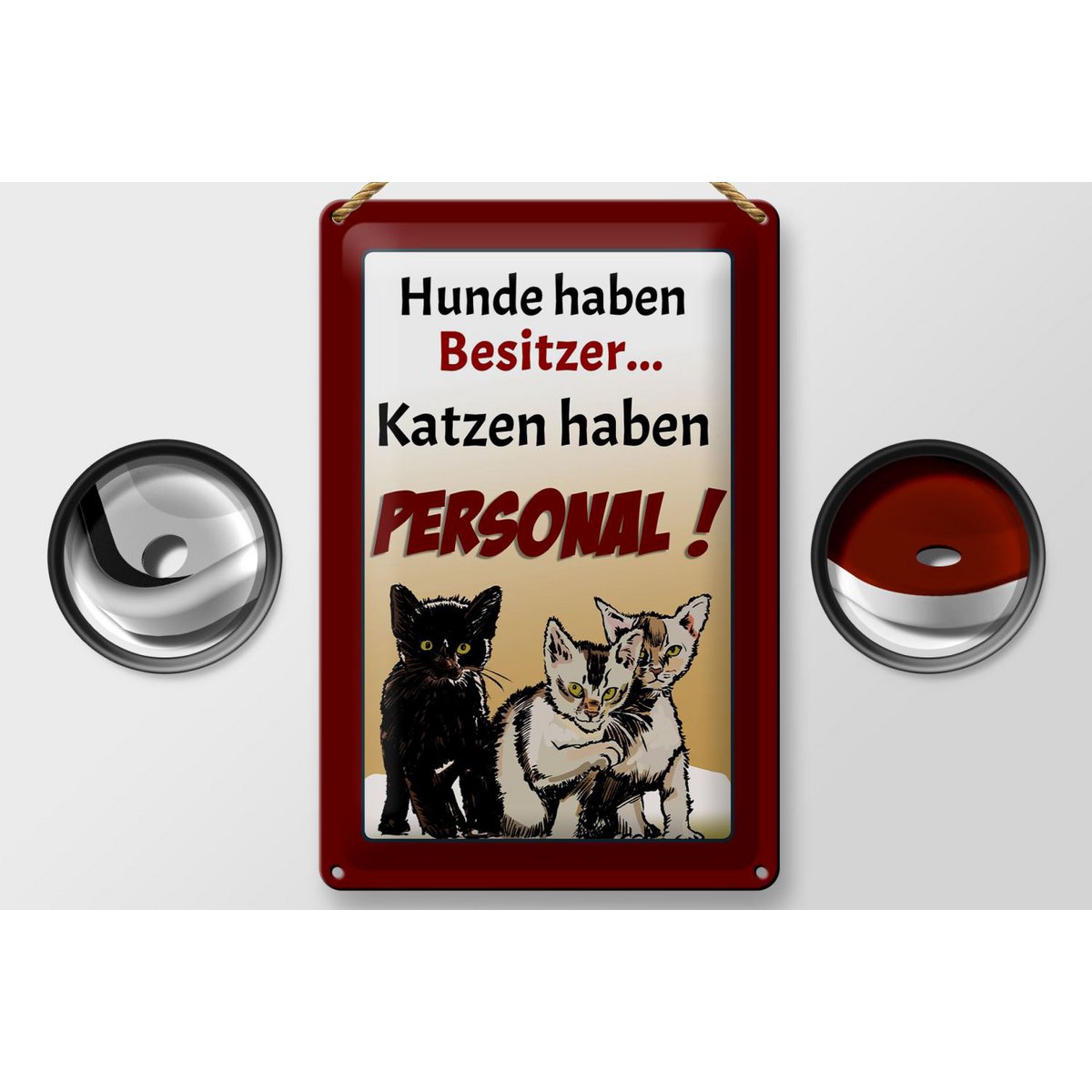 Tinnen bord met de tekst 20x30cm honden hebben eigenaren katten
